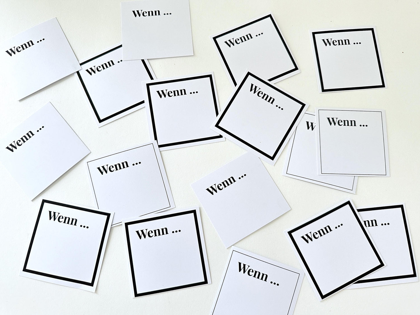 Wenn-Karten 5x5 cm zum selbst beschriften, geeignet zum aufkleben oder hin hängen