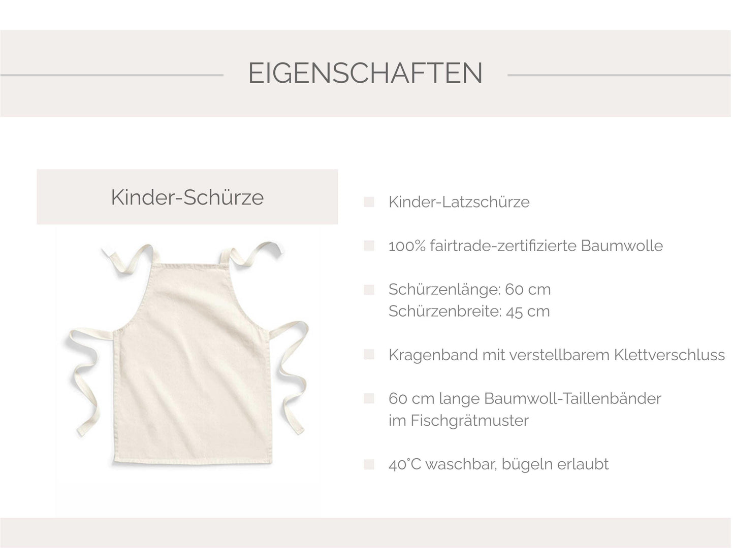 Kinderschürze Produktdetails SelfmadeStudio Backen Junior-Schürze Baumwolle