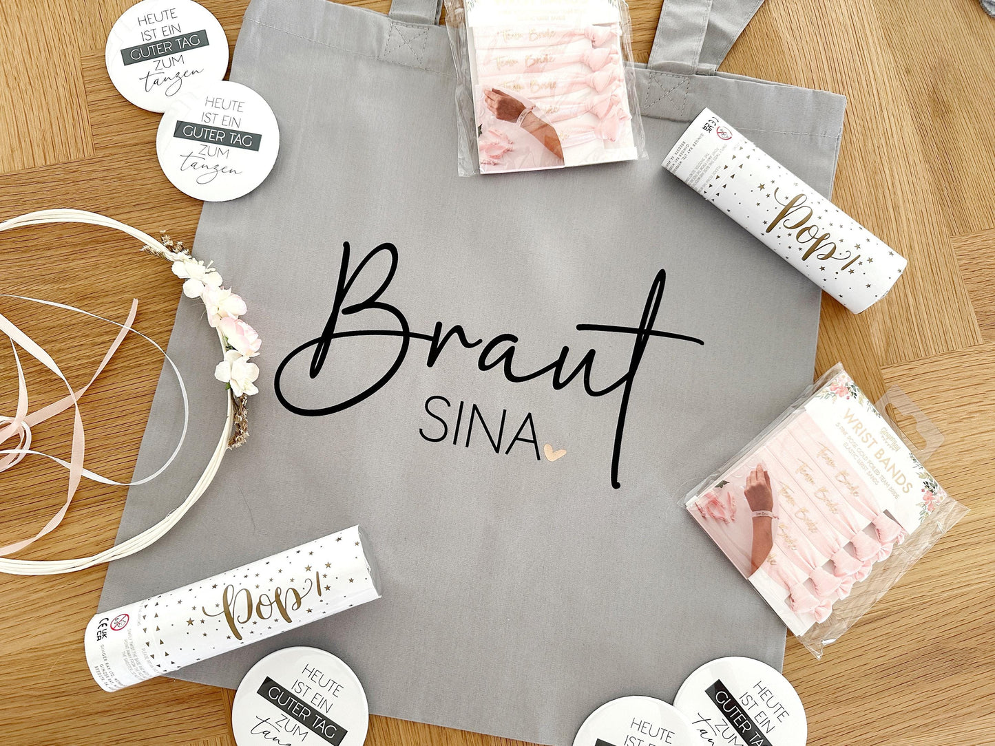 JGA Tasche Braut / Team Braut | Personalisierte Stofftasche für den JGA mit Wunschname - SelfmadeStudio