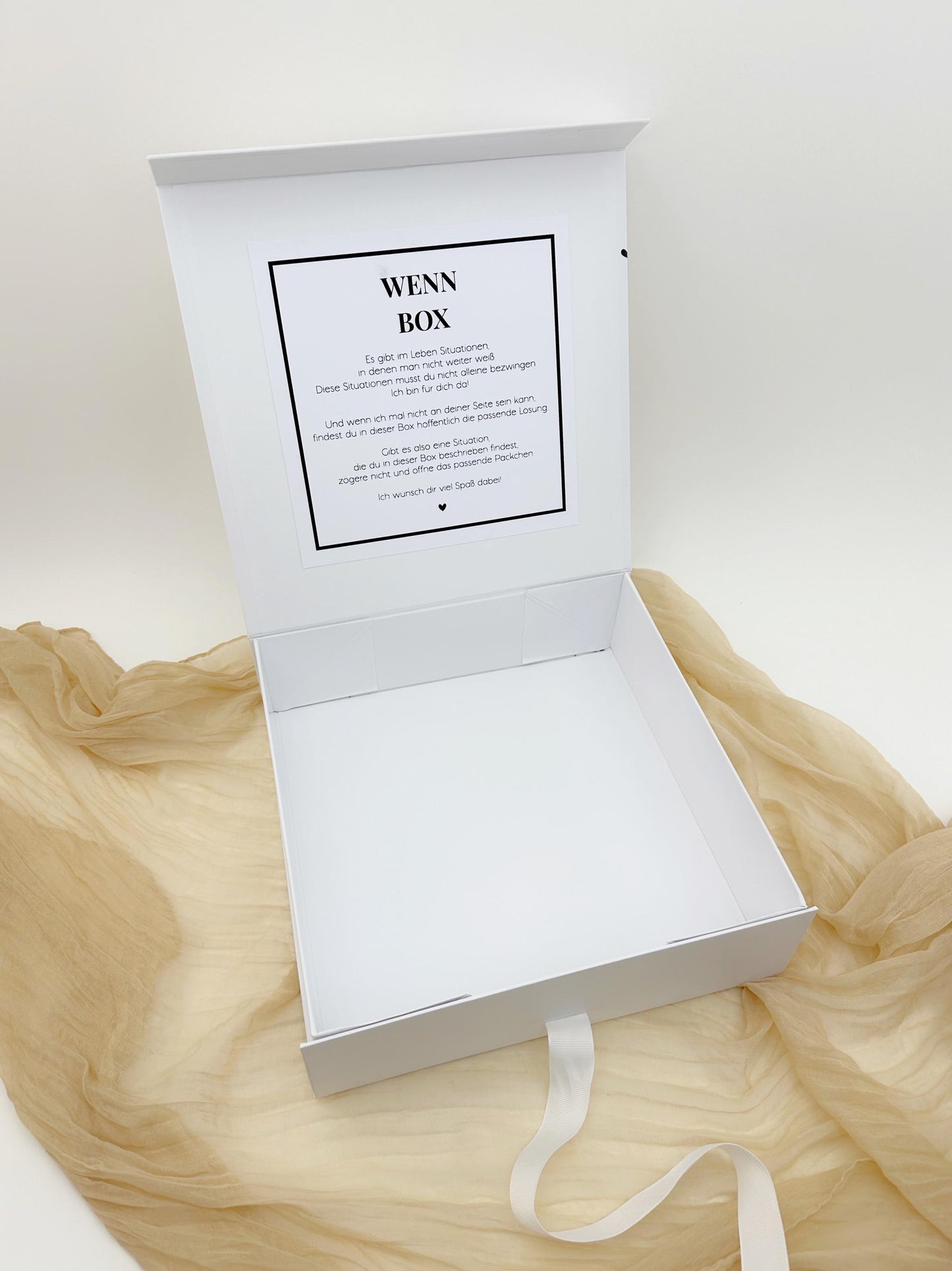 Innen-Widmung, Erklärung Wenn-Box, wie es funktioniert, Situationen im Leben, Geschenk für besondere Menschen, DIY Idee Box mit Schrift
