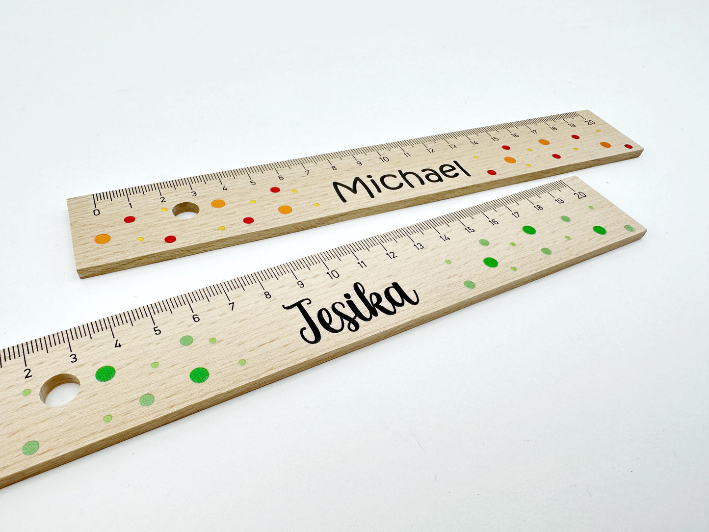 Holzlineal aus Buchenholz Buche 20 Zentimeter Lineal / 30 cm Holzlineal mit Punkten