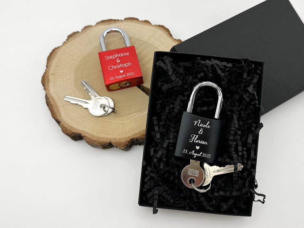 Liebesschloss mit Gravur | Partnerschloss | personalisiertes Geschenk für Valentinstag Hochzeit Ausflug Brücke Köln romantisch & einzigartig