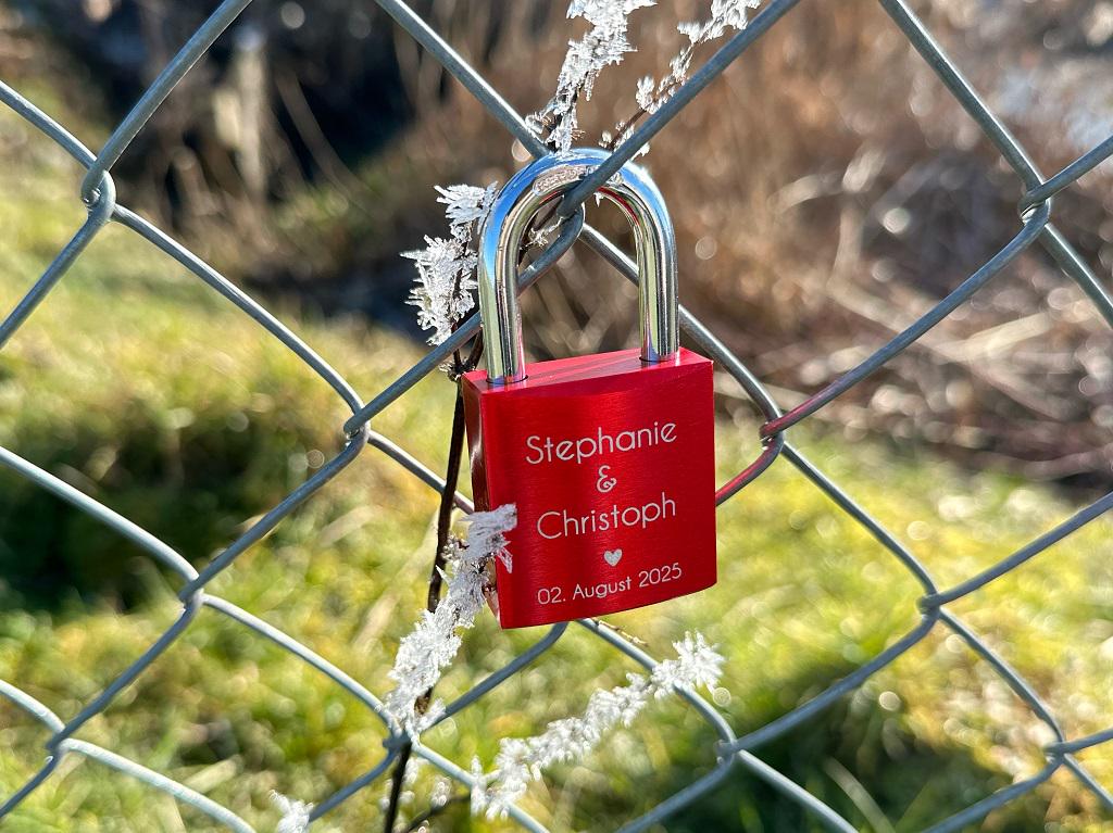 Liebesschloss mit Gravur | Partnerschloss | personalisiertes Geschenk für Valentinstag Hochzeit Ausflug Brücke Köln romantisch & einzigartig