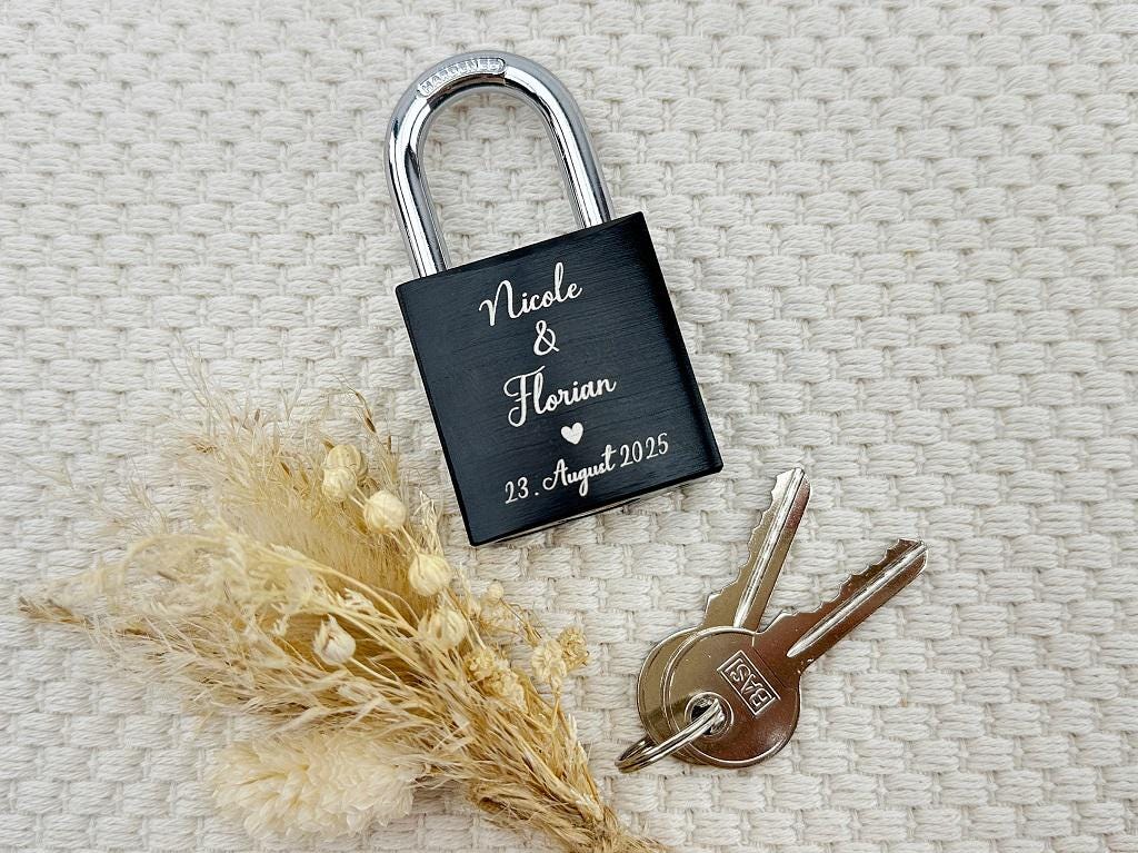 Liebesschloss mit Gravur | Partnerschloss | personalisiertes Geschenk für Valentinstag Hochzeit Ausflug Brücke Köln romantisch & einzigartig