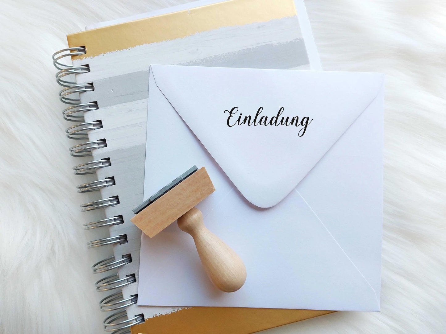 Individueller Stempel: Wunscherfüller/ Einladung / Gutschein | Format 20x70 mm | Holzstempel personalisiert | Kreativstempel / Bastelstempel