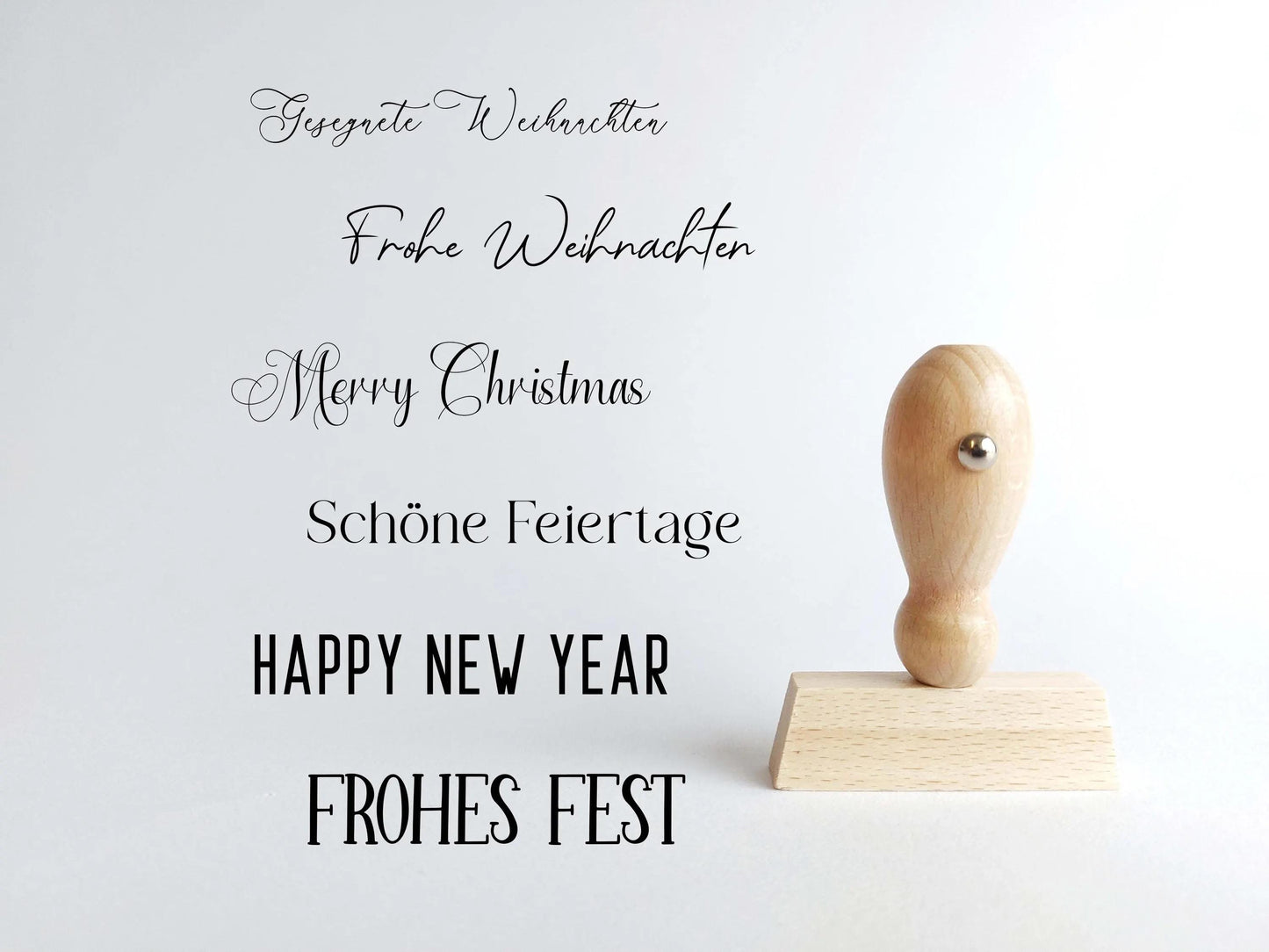 Gesegnete Weihnachten Stempel | 10x50 / 20x70 mm | Weihnachtsstempel mit verschiedenen Sprüchen | Holzstempel für Advent & Weihnachten