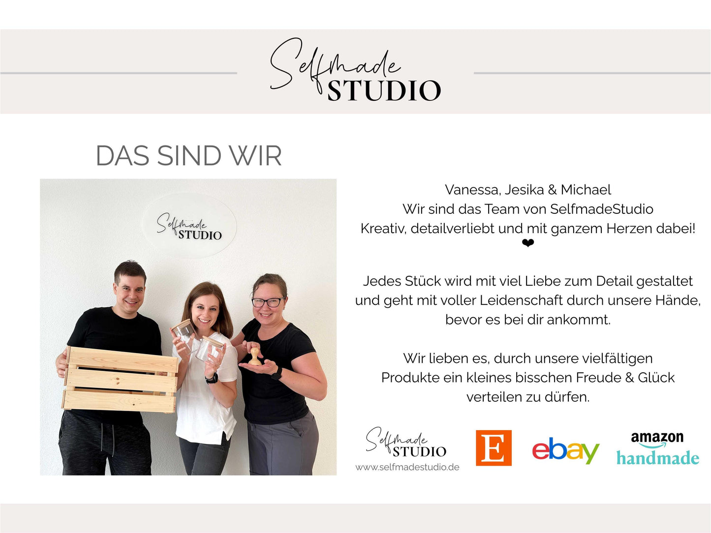 SelfmadeStudio Team, Das sind wir: kreativ, detailverliebt & voller Leidenschaft, Onlineshop für personalisierte Geschenke und Dekorationen