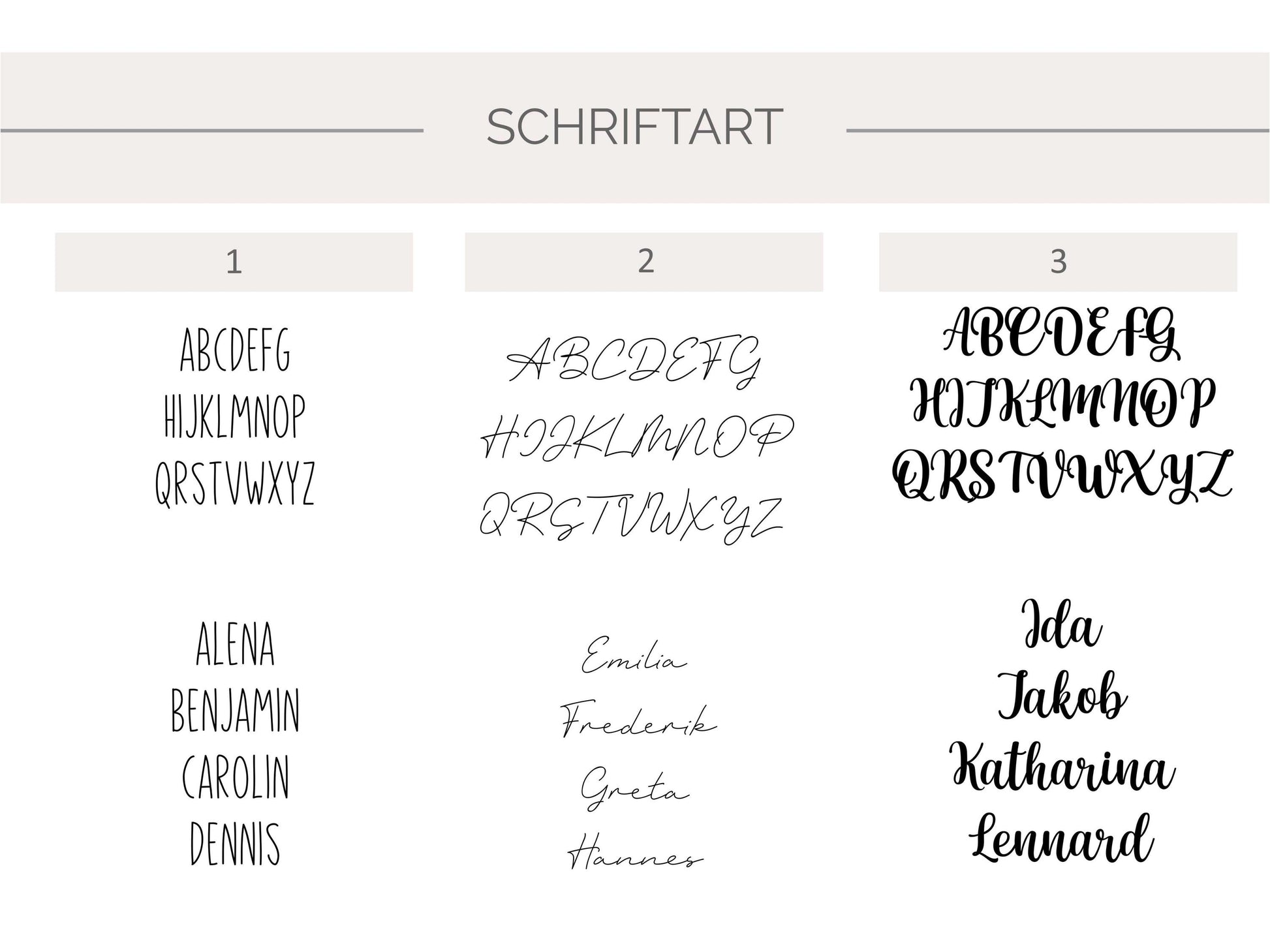 Individuelle Gravur mit Namen oder Geburtsdatum auf Holzanhänger mit verschiedenen Schriftarten