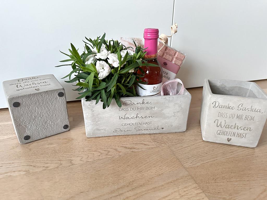 Größenvergleich der Pflanztöpfe in 11 cm, 16 cm und 22 cm Breite. Mit Geschenk Idee