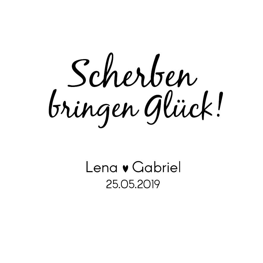 Polterabend Scherben für Bilderrahmen nur Aufkleber - Unsere Glücksscherben / Unser Polterabend, Erinnerungsgeschenk mit vielen Designs - SelfmadeStudio