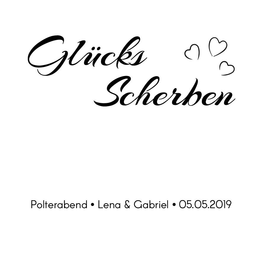 Polterabend Scherben für Bilderrahmen nur Aufkleber - Unsere Glücksscherben / Unser Polterabend, Erinnerungsgeschenk mit vielen Designs - SelfmadeStudio