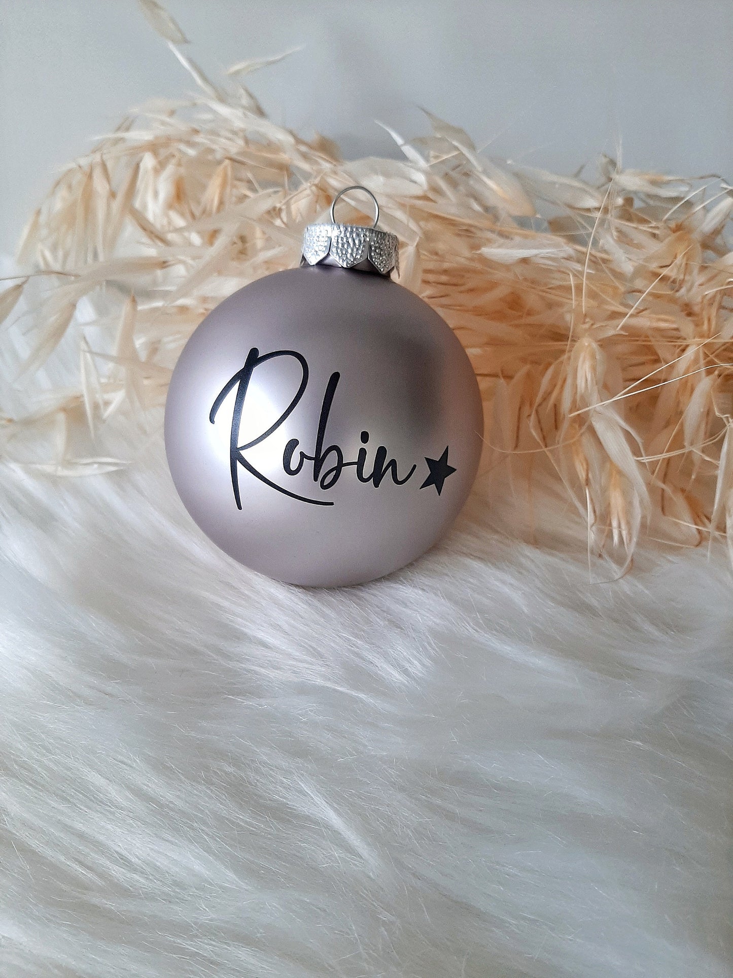 Wunschname mit Herz / Stern Aufkleber für Weihnachtskugel! Personalisierter Schriftzug zum selbst aufkleben, Baumschmuck für Weihnachten