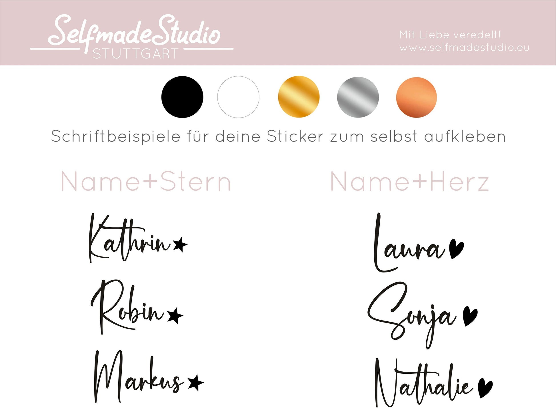 Wunschname mit Herz / Stern Aufkleber für Weihnachtskugel! Personalisierter Schriftzug zum selbst aufkleben, Baumschmuck für Weihnachten