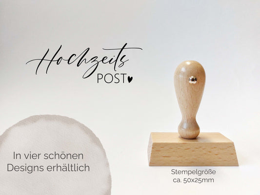 Hochzeits Post Stempel mit Herz | 4 Design zur Auswahl | Hochzeitsstempel | Rechteckig 50 x 25 mm | Hochzeitseinladung | Save the Date Karte