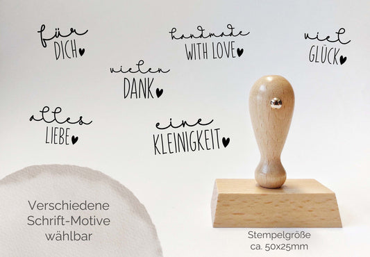 Schreibschrift mit Herz | Liebe Worte Stempel 8 Motive |Für Dich |Toll gemacht | Vielen Dank | Viel Glück | Alles Liebe | Handmade with love