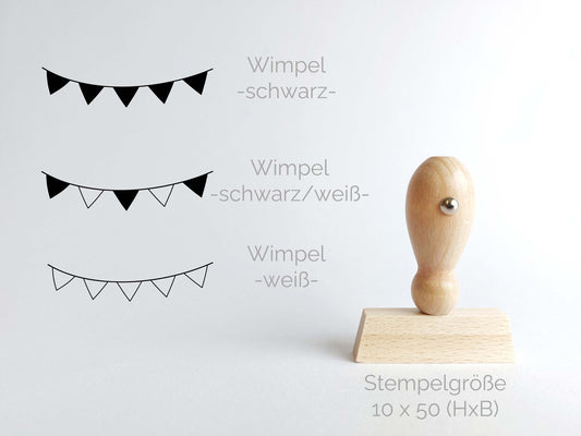 Wimpel-Girlande Stempel | Party Deko | 50 x 10 mm - Holzstempel | Wimpelkette | Deko Stempel | Stempel Rechteckig Fahnen