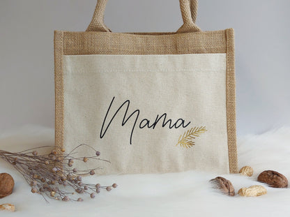 Personalisierte Weihnachts Jutetasche Name & Symbole | Einkaufstasche mit Wunschname und Initial | Jutetasche | Baumwolltasche | Shopper