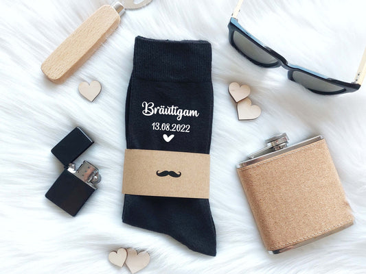 Hochzeitssocken mit Personalisierung | versch. Aufdrucke | Getting Ready Hochzeit Accessoire Bräutigam | Herren Männer Socken | Anzugsocken