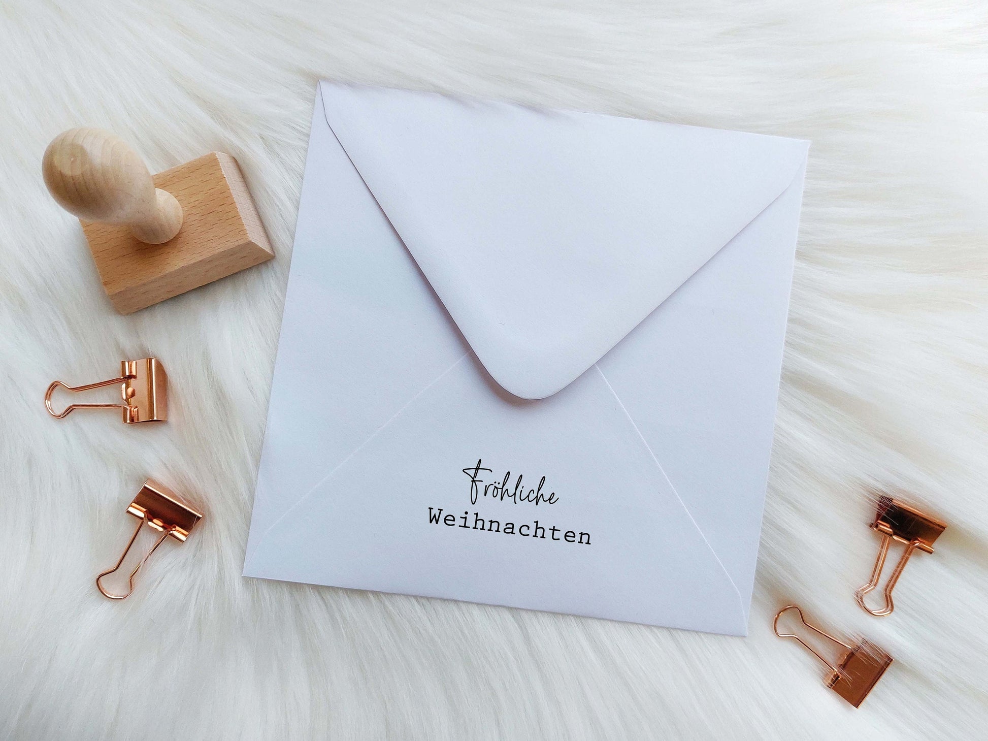 Fröhliche Weihnachten Stempel | Weihnachten | 50 x 25 mm - Holzstempel | Weihnachtskarte | Weihnachtsstempel | Stempel Rechteckig Advent