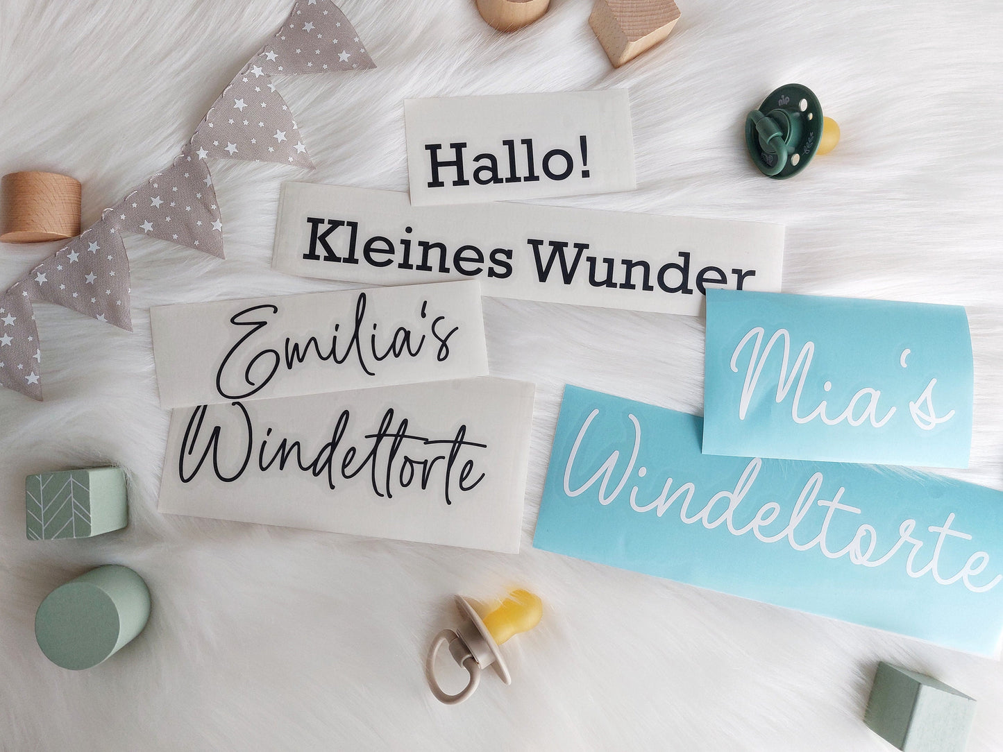 Babykiste mit Name | DIY-Windeltorte zum selbst Befüllen | Personalisierte Holzkiste oder Schriftzug zum Aufkleben - SelfmadeStudio