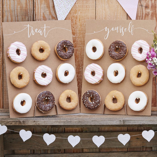 Vintage Donut Wall | 2 Stück - Donut Wand aus Rustikale Kraft-Pappe zum Aufstellen | Dount-Wall zur Hochzeit | Donut Ständer für je 9 Donuts