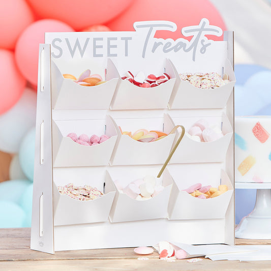 Süßigkeiten Ständer - Candy Bar | Aufsteller mit 9 Fächern mit Zange zum selbst befüllen | Party Tisch | Treat Stand Salty Bar Hochzeit - SelfmadeStudio