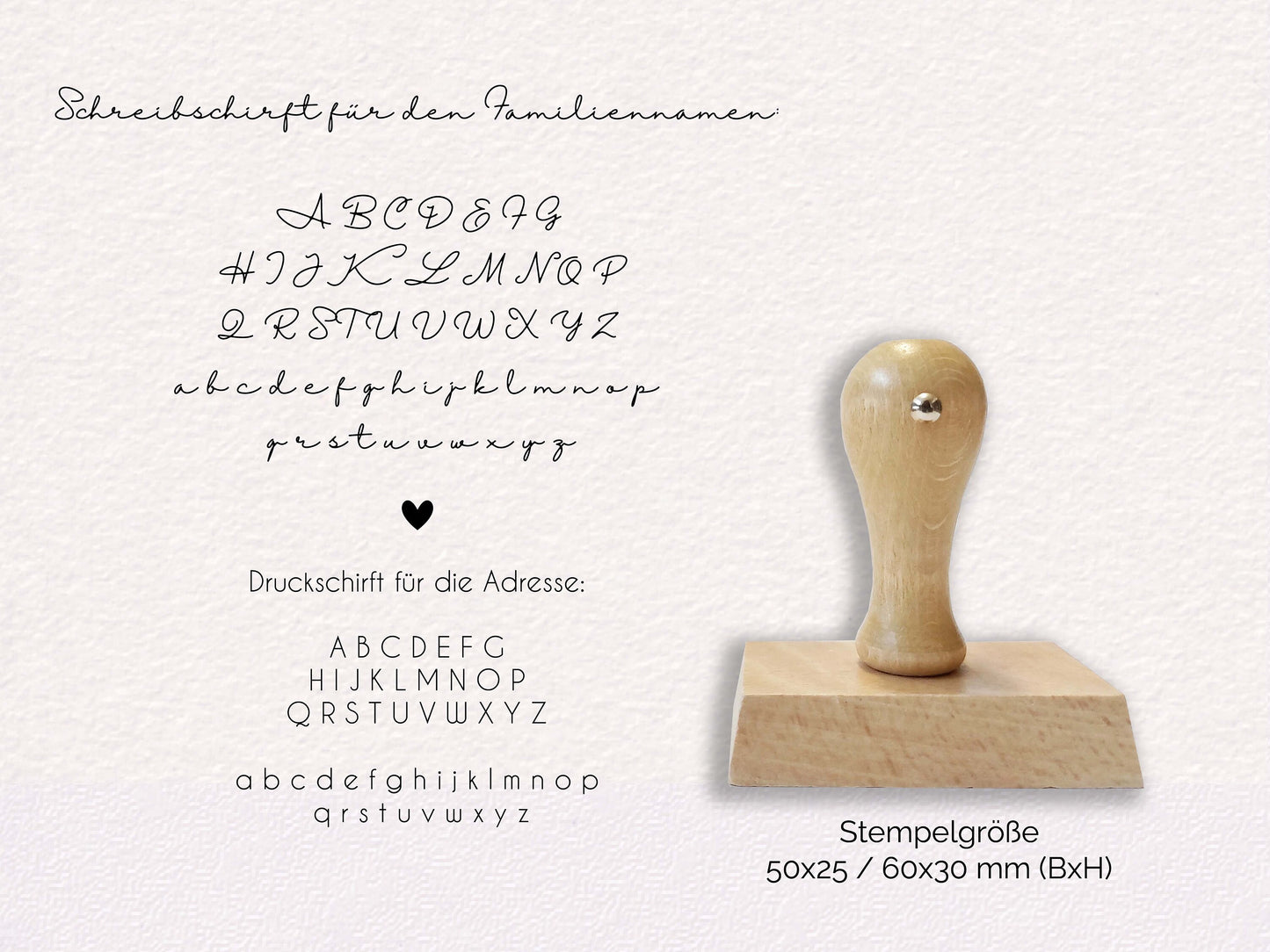 Adressstempel - Früh | Verspielt | personalisierter Familienstempel | Holzstempel Wunschadresse | Stempel Rechtseckig 50x25mm/60x30mm