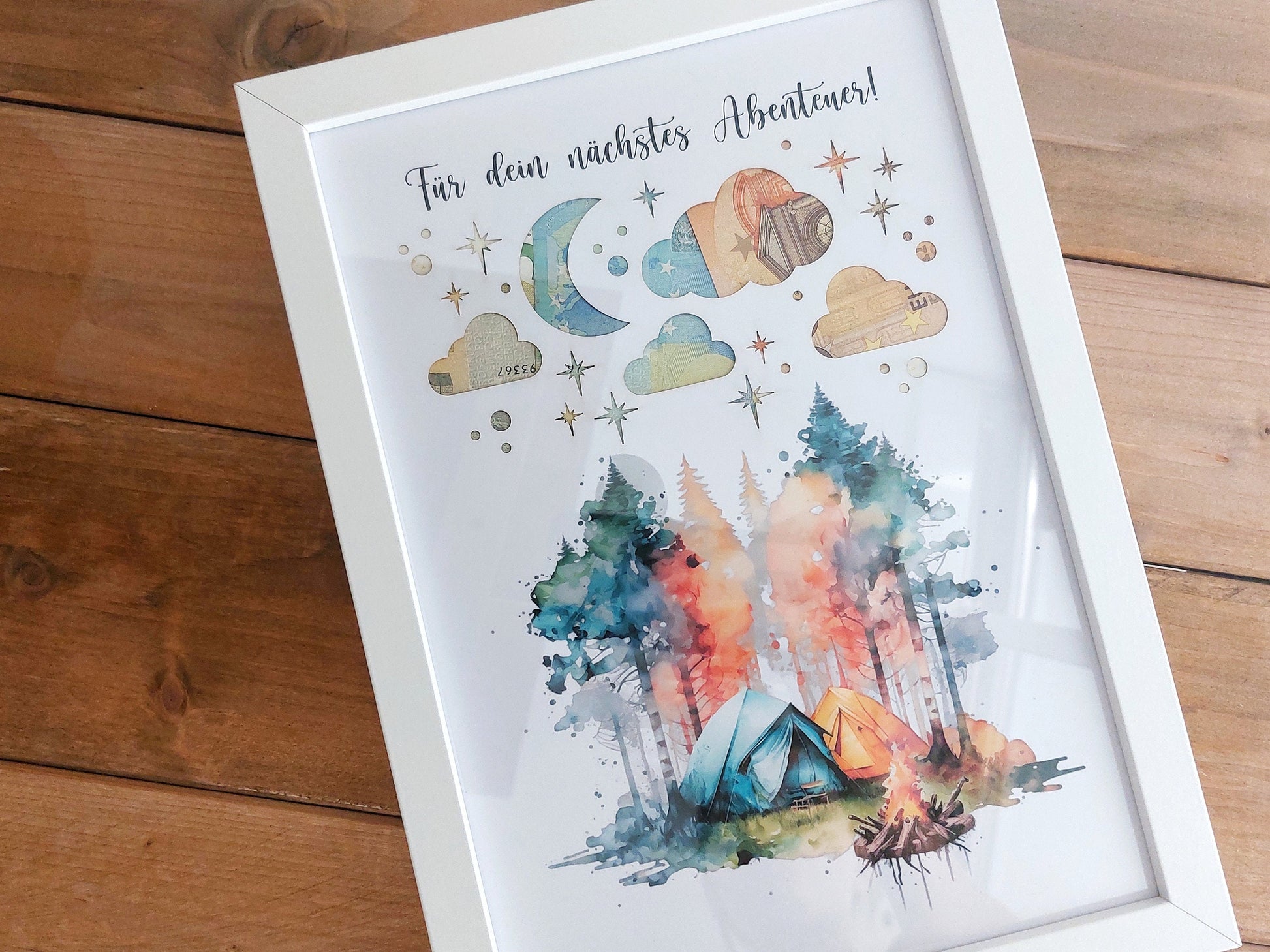 geldgeschenk zelt Camping Abenteuer - Personalisiertes Geldgeschenk