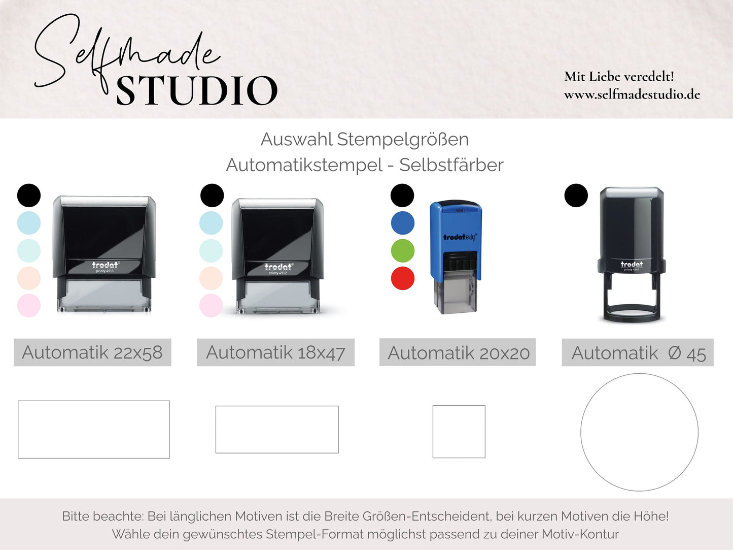 Individueller Logo- / Firmen Stempel | Automatikstempel Selbstfärbend oder Holzstempel div. Farben / größen | Rund / Eckig / Quadratisch