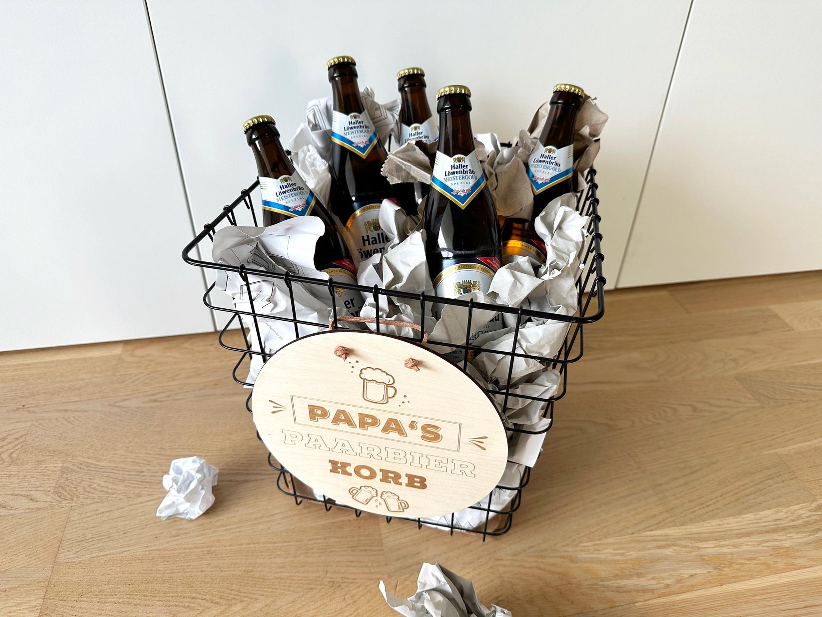 Paar Bier Korb Schriftzug