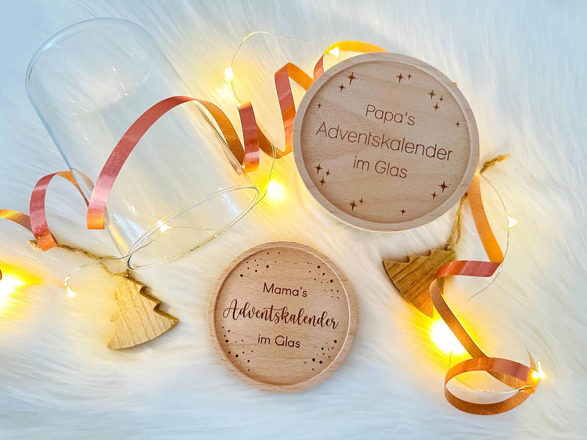 aufbewahrung adventskalender Vorratsglas "Adventskalender im Glas" | personalisierter Holzdeckel, hochwertige Gravur | Geschenkidee zum Advent | Geschenk für Weihnachten