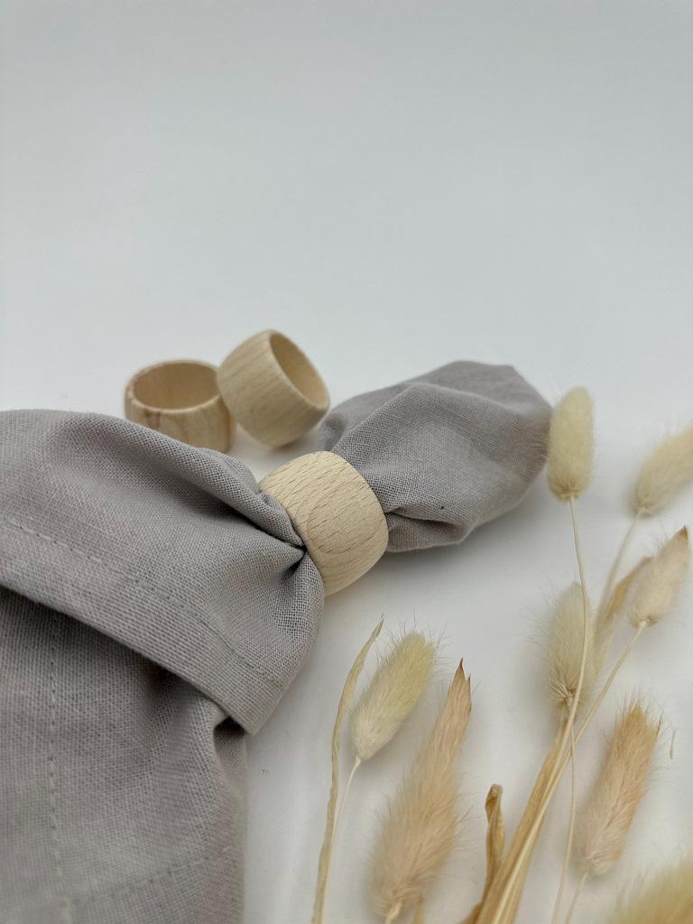 Serviettenringe aus Holz 43mm Rund, Natur Buche, ideal für Hochzeit, Geburtstag, Weihnachten, Ostern, DIY-Deko, Ringe für Servietten