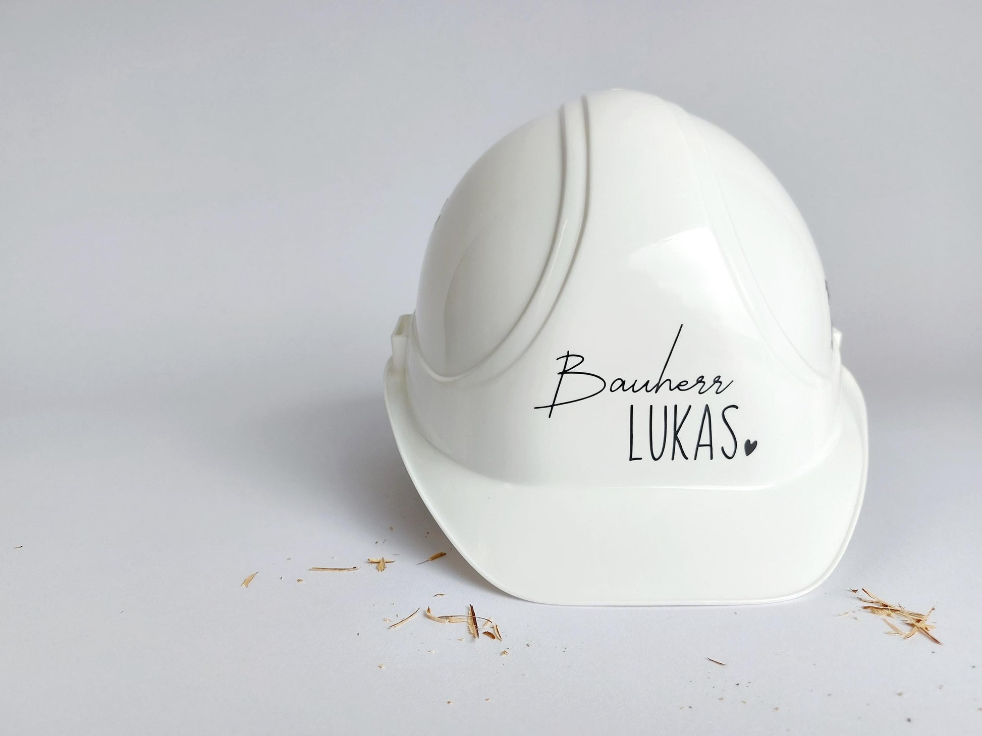 Bauherren-Bauhelm Weiß mit Wunschnamen | personalisierter Kopfschutz | Bauherrin Baustelle Helm | hochwertiger Deko Kopfschutz Bauhelm