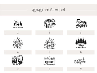 Eckige Designs

Eckige Weihnachtsstempel aus Holz in 45 x 45 mm mit verschiedenen Merry Christmas Motiven, Tannenbäumen, Rentieren, Geschenken und winterlichen Designs.