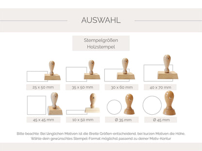 Weihnachtsstempel Holzstempel | Weihnachtsstempel für Karten & Geschenke | 45 mm rund oder 45x45 mm / 60x30mm eckig