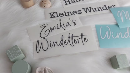 Babykiste mit Name | DIY-Windeltorte zum selbst Befüllen | Personalisierte Holzkiste oder Schriftzug zum Aufkleben